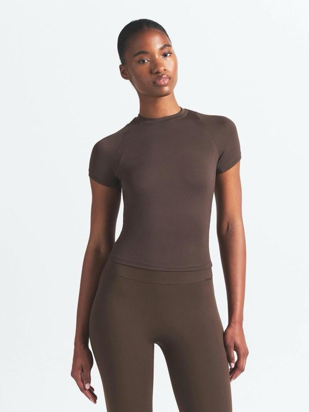 Nike x SKIMS Airy Baby Tee in Dark Sepia